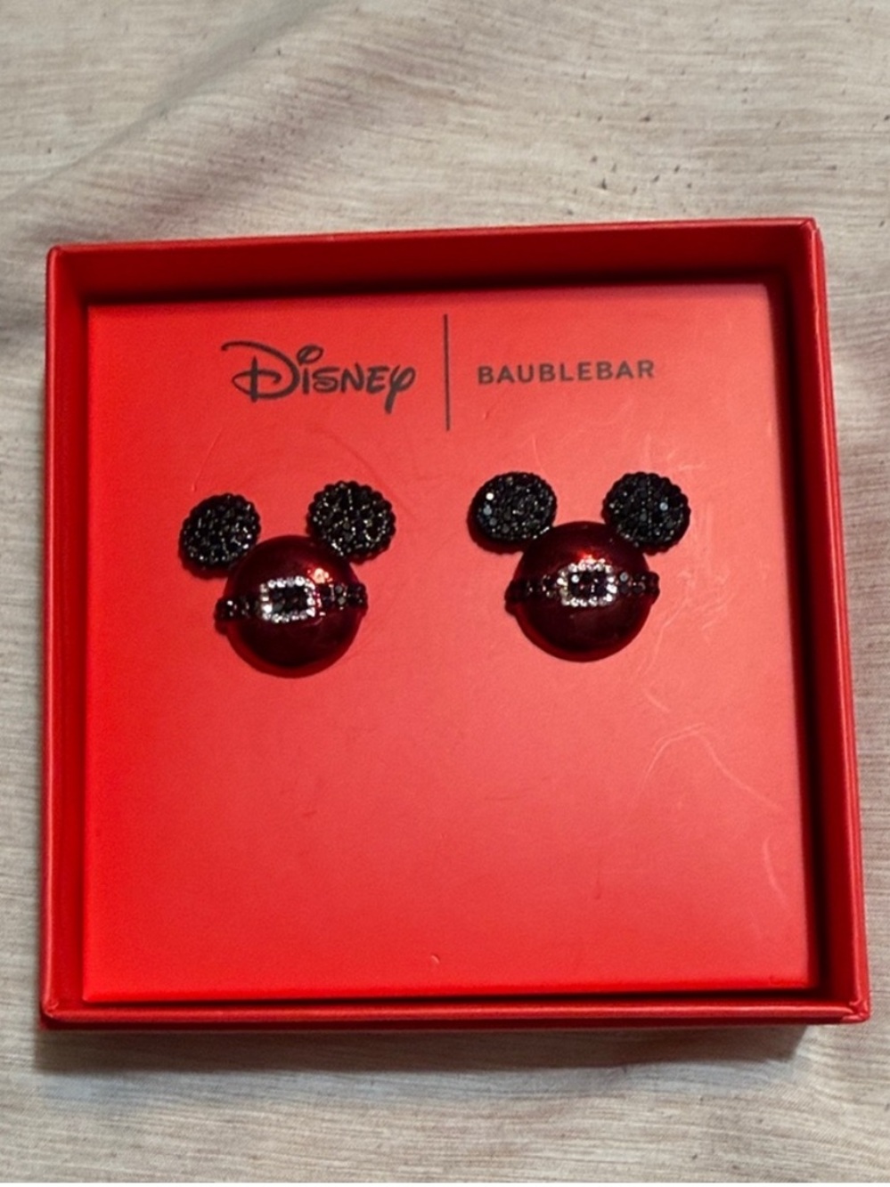 Disney x Baublebar Mickey Mouse Santa Suit Ornament Earrings